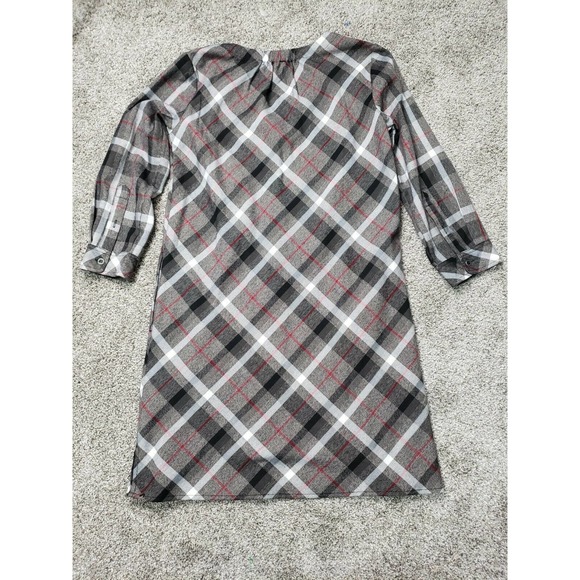 Chadwicks Of Boston Size 8 Plaid Shift Shirt Dress Button Down Tan Red Black - Picture 11 of 12